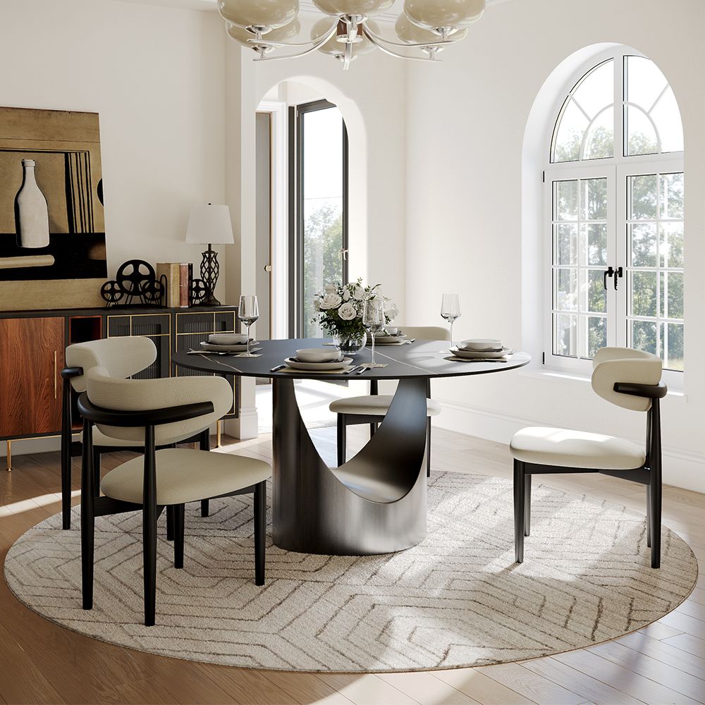 Aurelio Round Sintered Stone Dining Table - Exclusivia