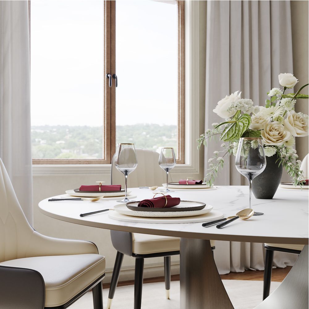 Aurelio Round Sintered Stone Dining Table - Exclusivia