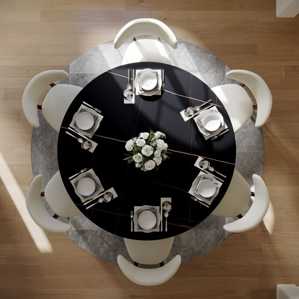 Aurelio Round Sintered Stone Dining Table - Exclusivia