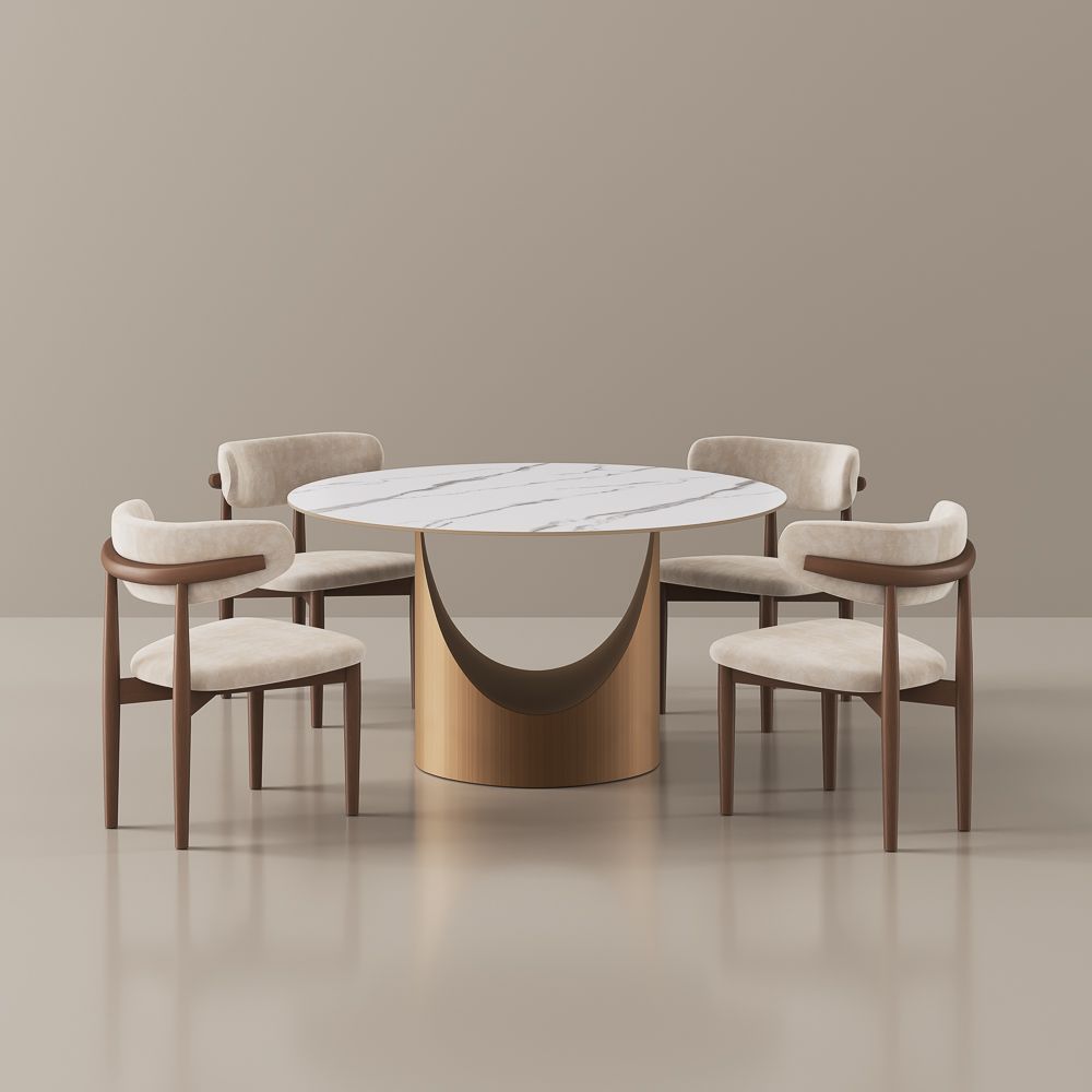 Aurelio Round Sintered Stone Dining Table - Exclusivia