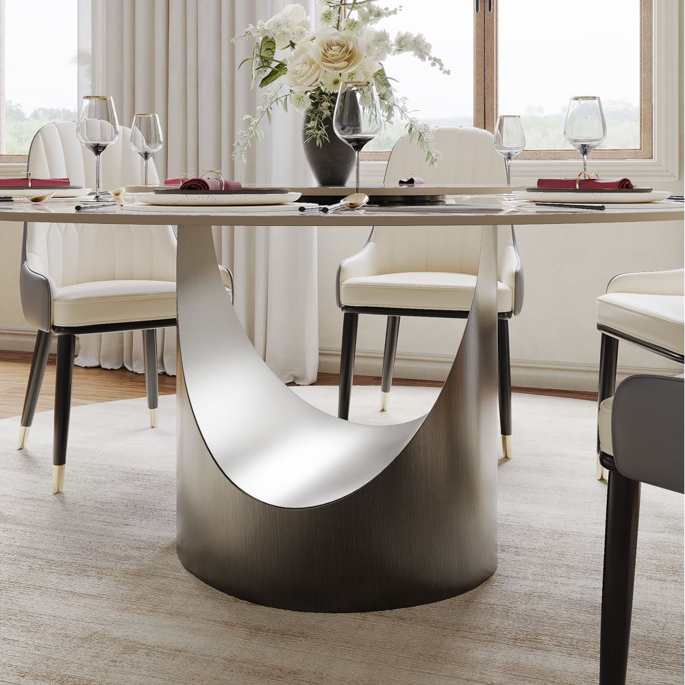 Aurelio Round Sintered Stone Dining Table - Exclusivia