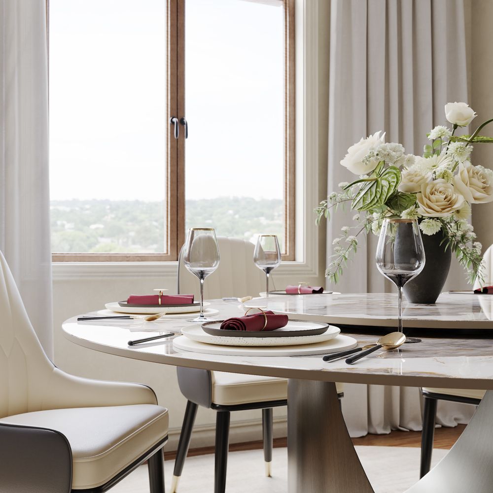 Aurelio Round Sintered Stone Dining Table - Exclusivia