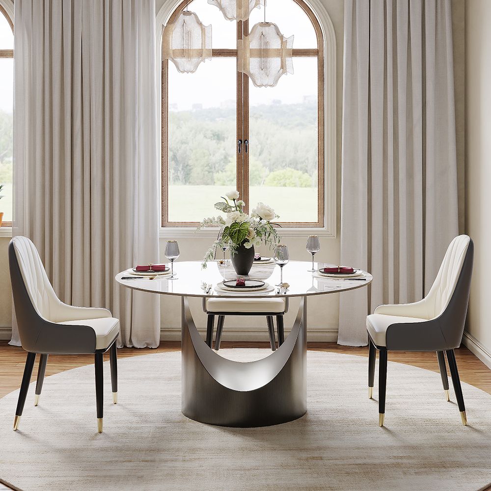 Aurelio Round Sintered Stone Dining Table - Exclusivia