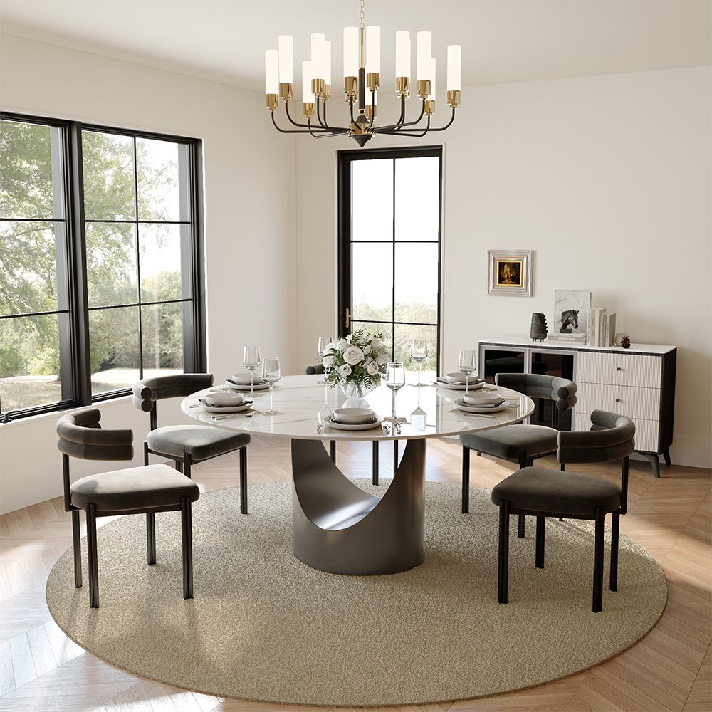 Aurelio Round Sintered Stone Dining Table - Exclusivia
