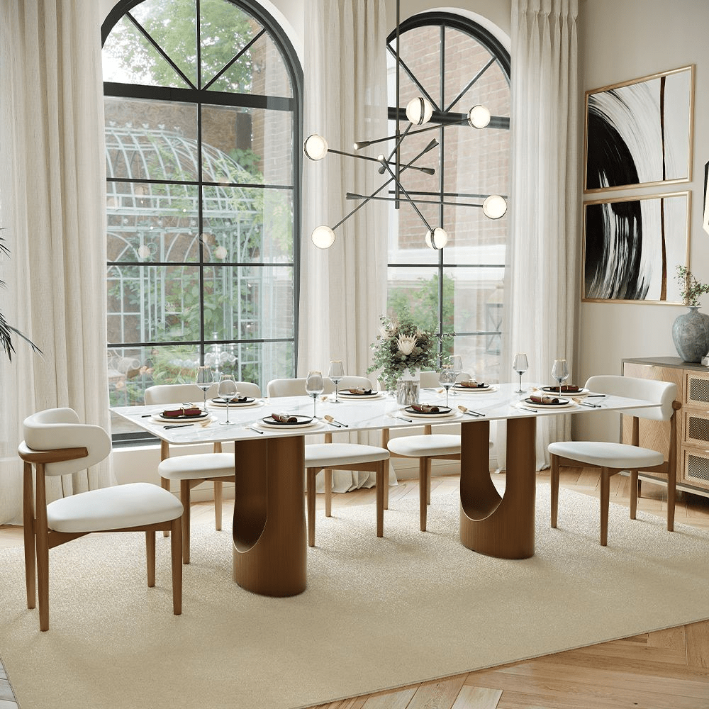 Aurelius Bronze – 71" Rectangular Glossy Sintered Stone Dining Table - Exclusivia