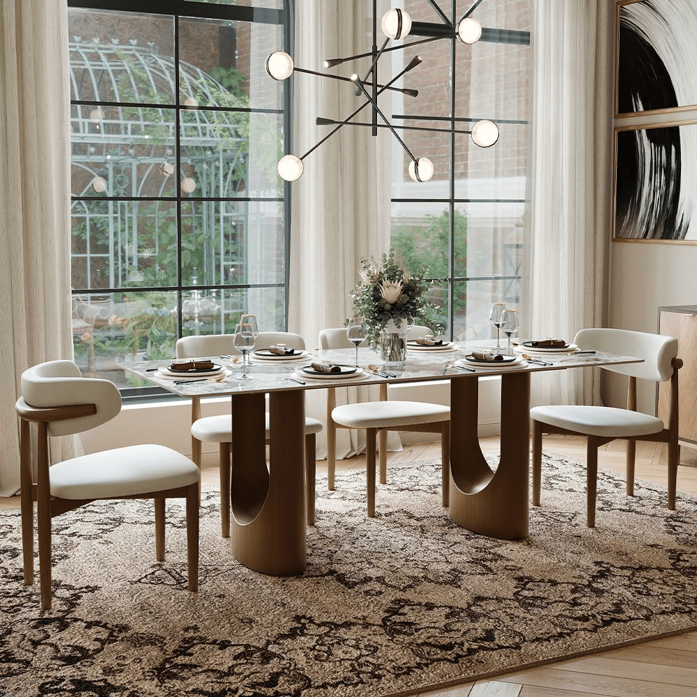 Aurelius Bronze – 71" Rectangular Glossy Sintered Stone Dining Table - Exclusivia