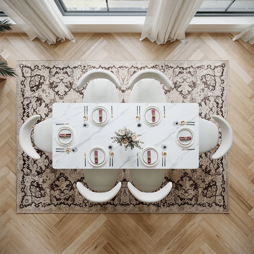 Aurelius Bronze – 71" Rectangular Glossy Sintered Stone Dining Table - Exclusivia