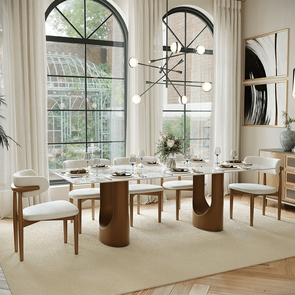 Aurelius Bronze – 71" Rectangular Glossy Sintered Stone Dining Table - Exclusivia