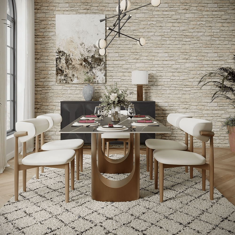 Aurelius Bronze – 71" Rectangular Glossy Sintered Stone Dining Table - Exclusivia