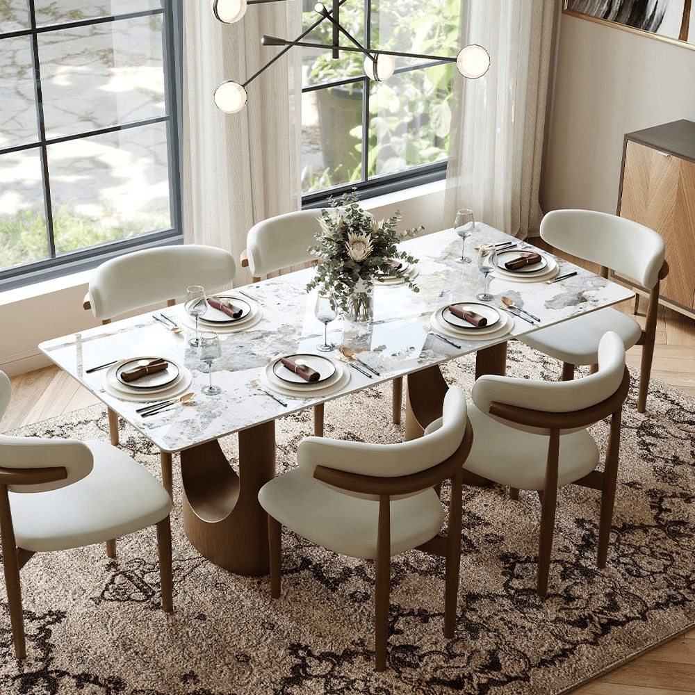 Aurelius Bronze – 71" Rectangular Glossy Sintered Stone Dining Table - Exclusivia