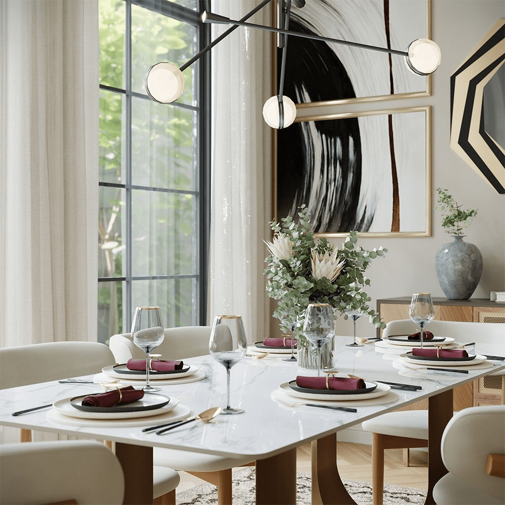 Aurelius Bronze – 71" Rectangular Glossy Sintered Stone Dining Table - Exclusivia