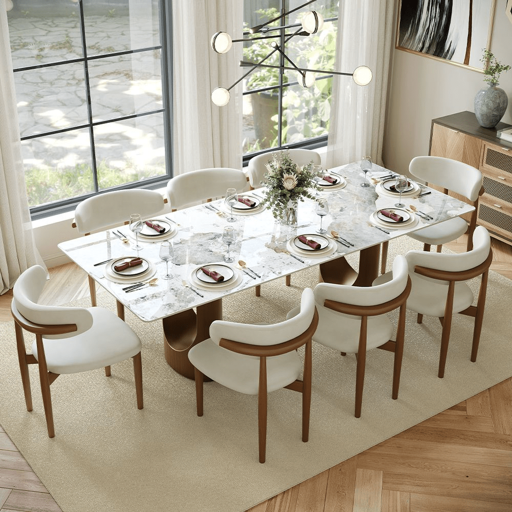 Aurelius Bronze – 71" Rectangular Glossy Sintered Stone Dining Table - Exclusivia