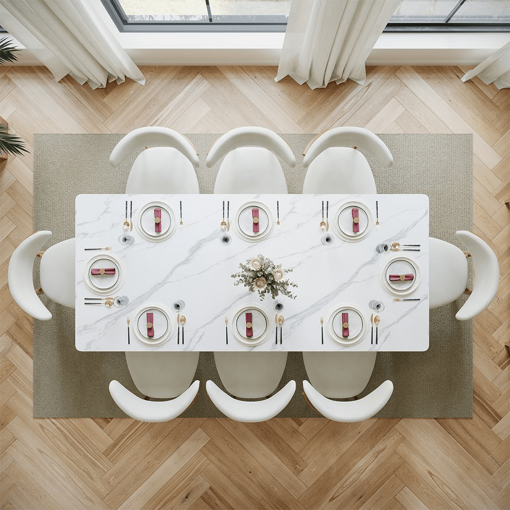 Aurelius Bronze – 71" Rectangular Glossy Sintered Stone Dining Table - Exclusivia