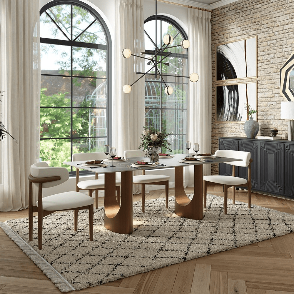 Aurelius Bronze – 71" Rectangular Glossy Sintered Stone Dining Table - Exclusivia