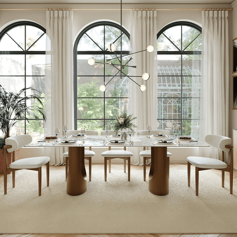 Aurelius Bronze – 71" Rectangular Glossy Sintered Stone Dining Table - Exclusivia