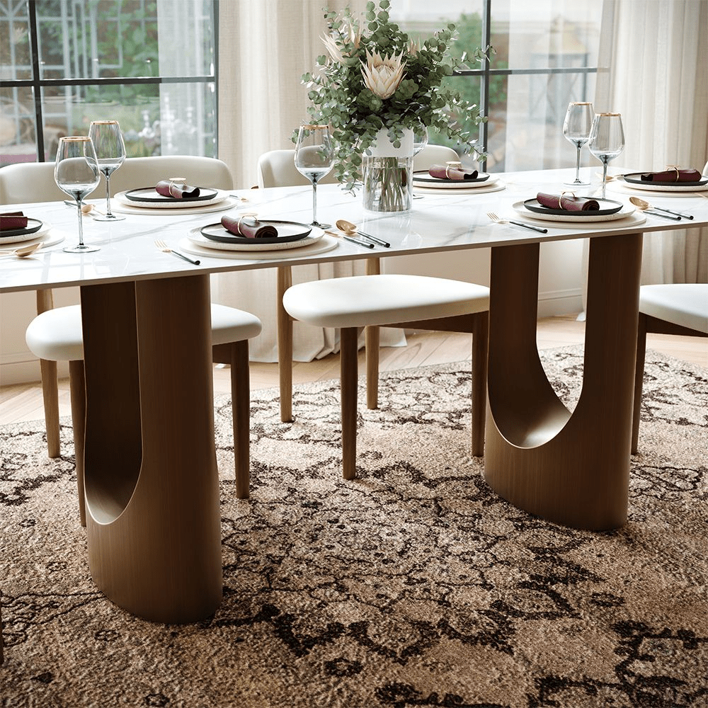 Aurelius Bronze – 71" Rectangular Glossy Sintered Stone Dining Table - Exclusivia