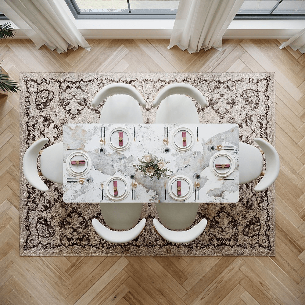 Aurelius Bronze – 71" Rectangular Glossy Sintered Stone Dining Table - Exclusivia