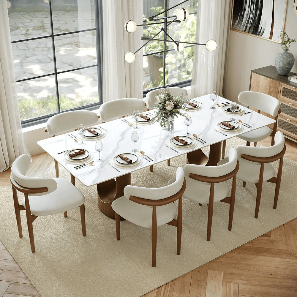 Aurelius Bronze – 71" Rectangular Glossy Sintered Stone Dining Table - Exclusivia