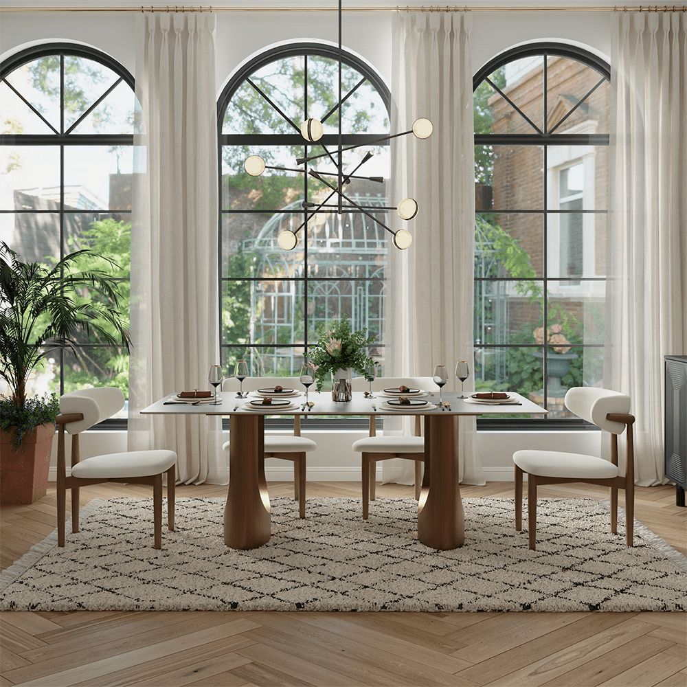 Aurelius Bronze – 71" Rectangular Glossy Sintered Stone Dining Table - Exclusivia