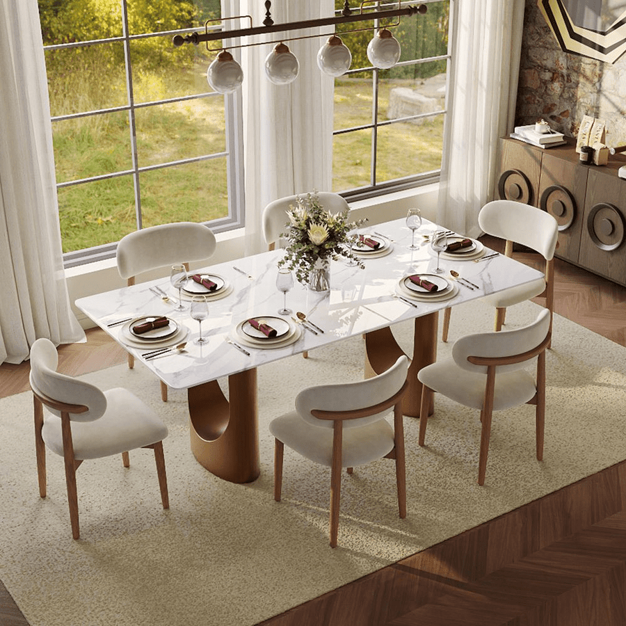 Aurelius Bronze – 71" Rectangular Glossy Sintered Stone Dining Table - Exclusivia