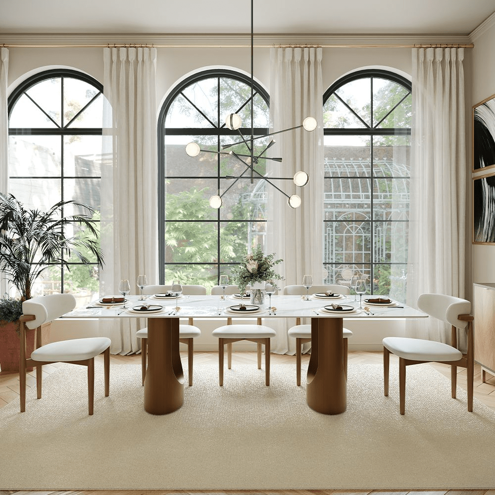 Aurelius Bronze – 71" Rectangular Glossy Sintered Stone Dining Table - Exclusivia