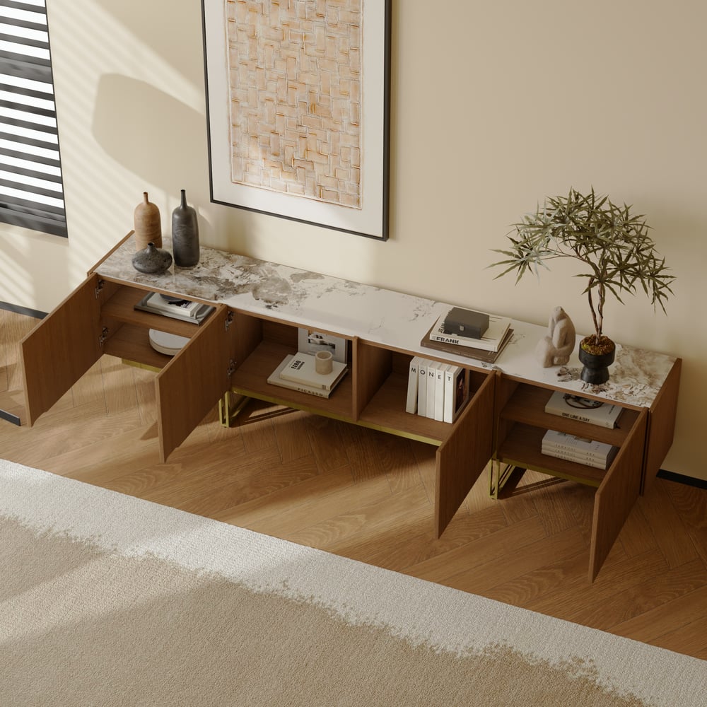 Auro Sintered Stone Fluted TV Console - Exclusivia