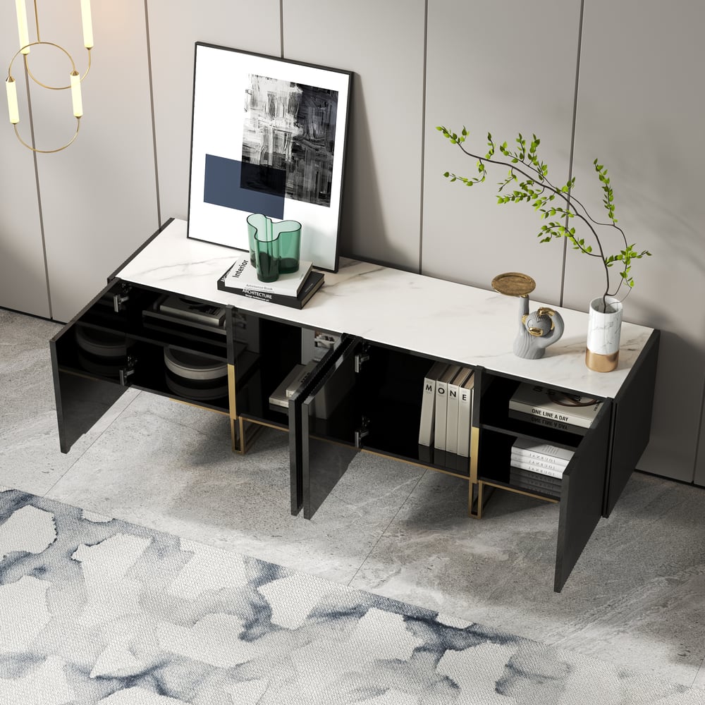 Auro Sintered Stone Fluted TV Console - Exclusivia