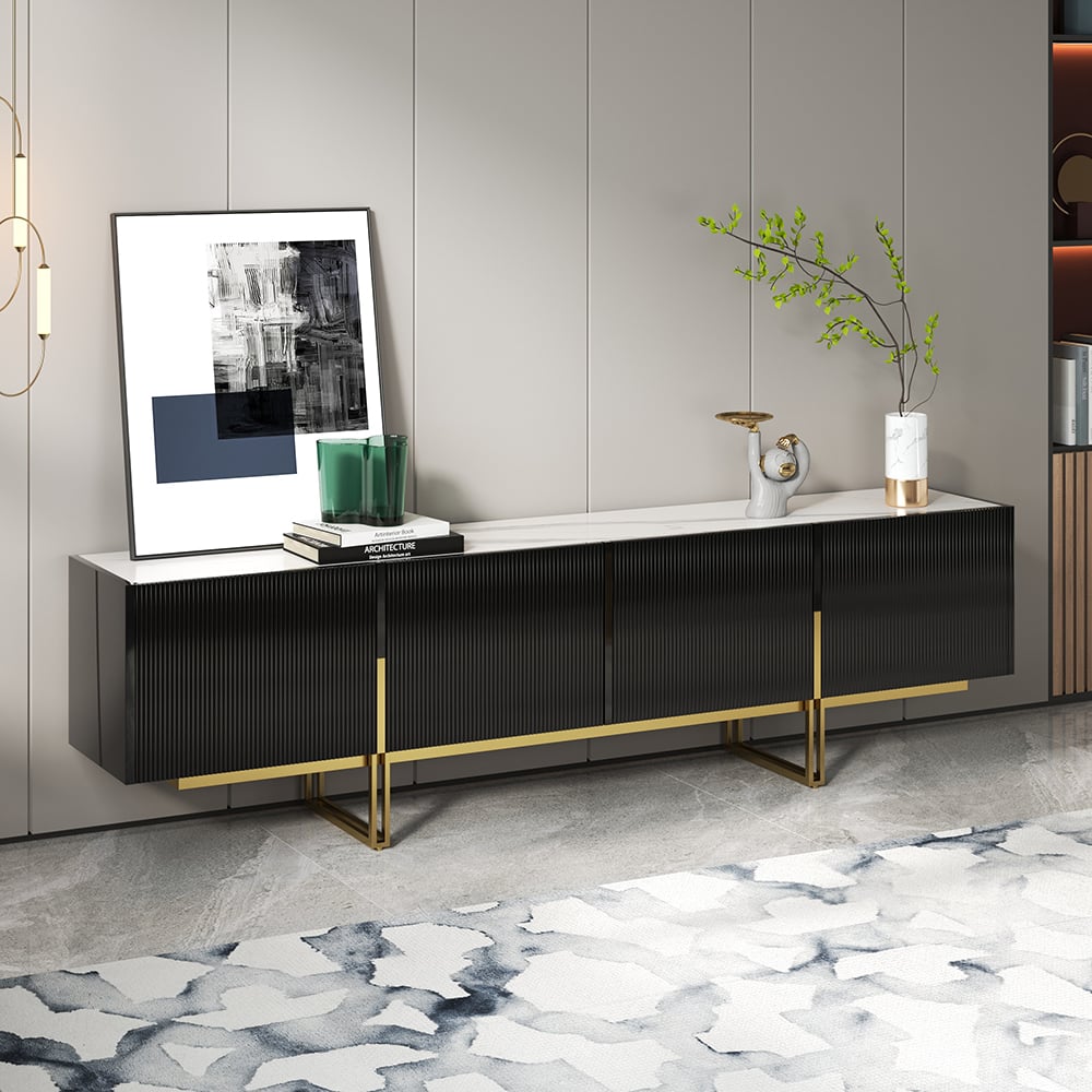 Auro Sintered Stone Fluted TV Console - Exclusivia