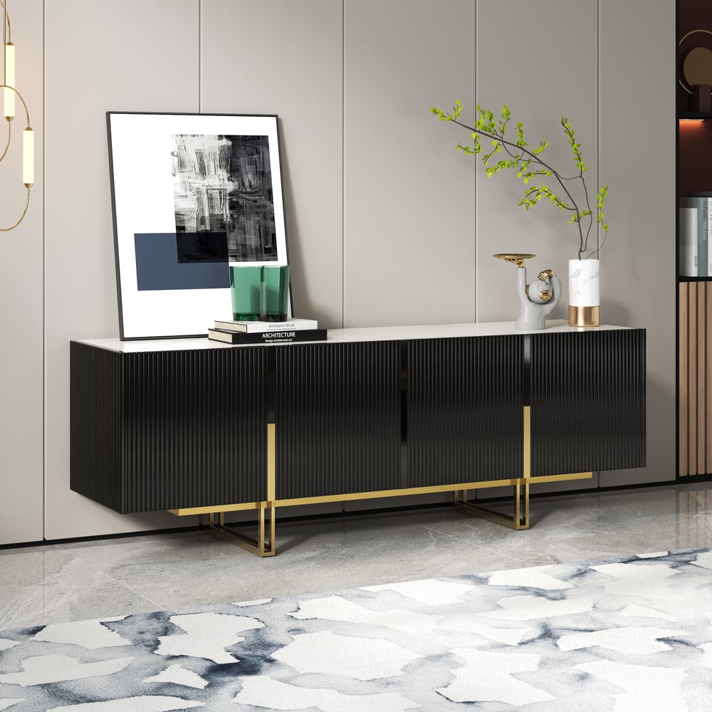 Auro Sintered Stone Fluted TV Console - Exclusivia