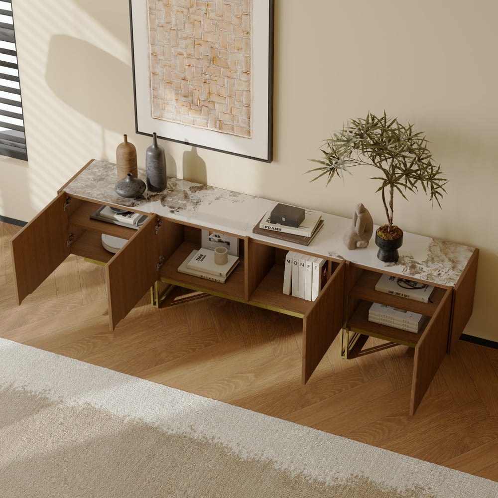 Auro Sintered Stone Fluted TV Console - Exclusivia