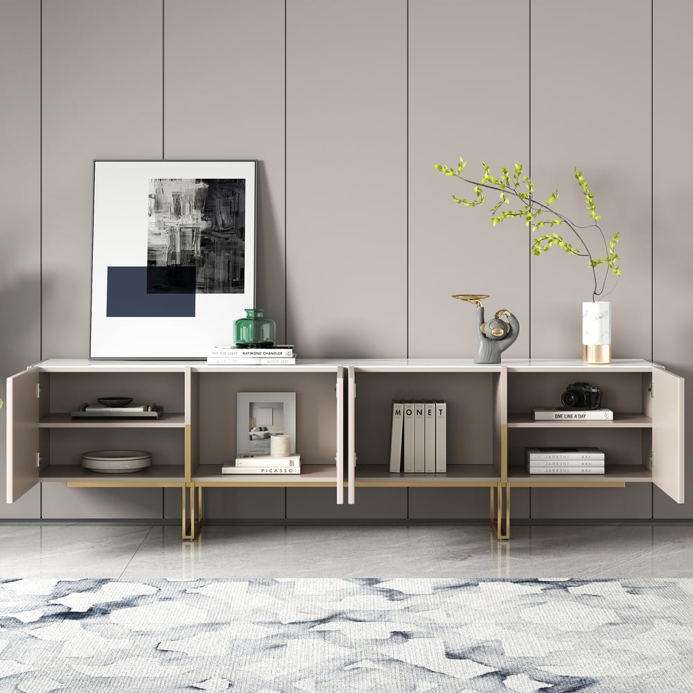 Auro Sintered Stone Fluted TV Console - Exclusivia