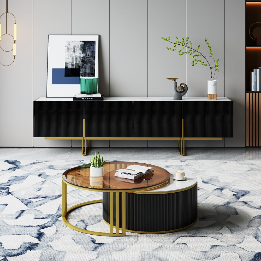 Auro Sintered Stone Fluted TV Console - Exclusivia