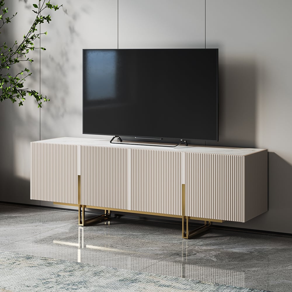Auro Sintered Stone Fluted TV Console - Exclusivia