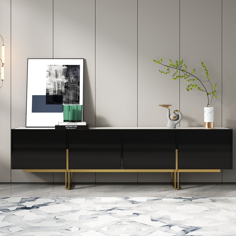Auro Sintered Stone Fluted TV Console - Exclusivia