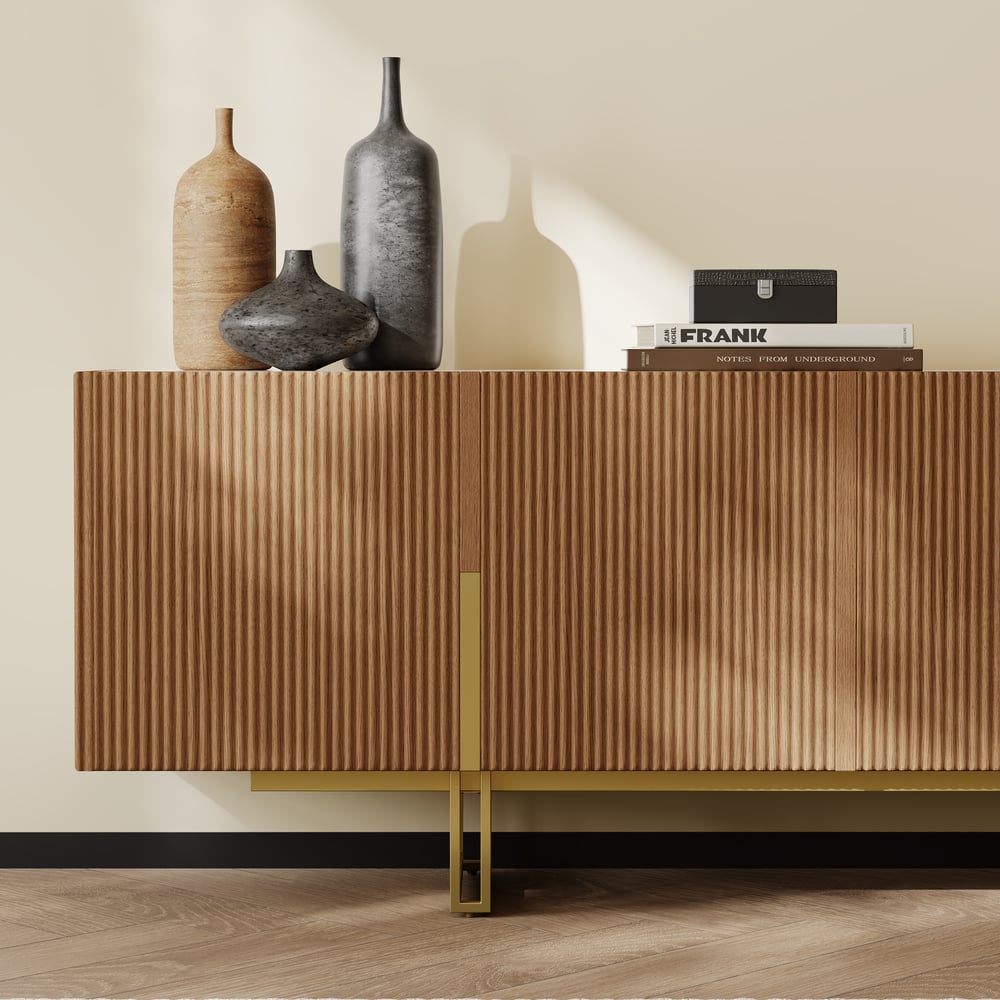 Auro Sintered Stone Fluted TV Console - Exclusivia