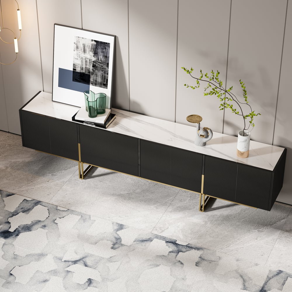 Auro Sintered Stone Fluted TV Console - Exclusivia