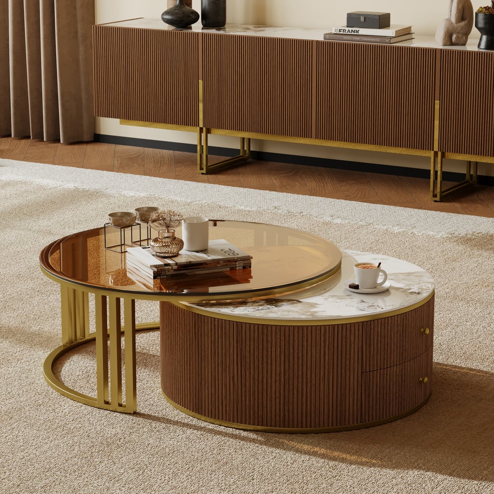 Auro Sintered Stone Fluted TV Console - Exclusivia