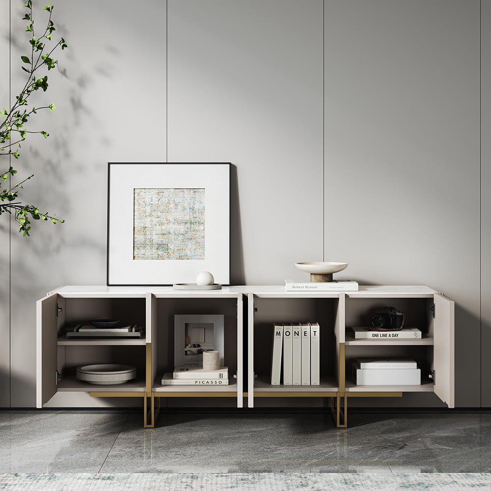 Auro Sintered Stone Fluted TV Console - Exclusivia