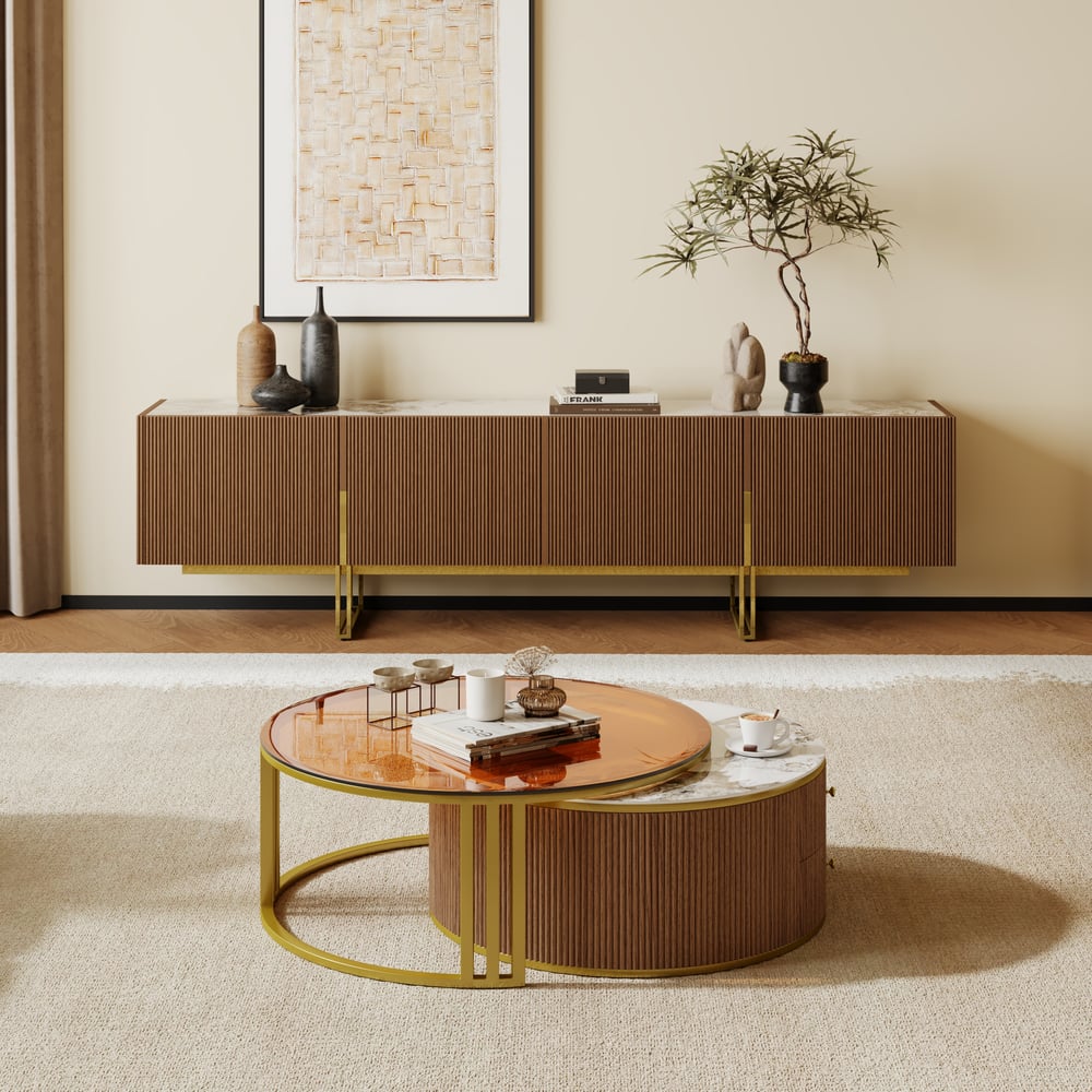 Auro Sintered Stone Fluted TV Console - Exclusivia