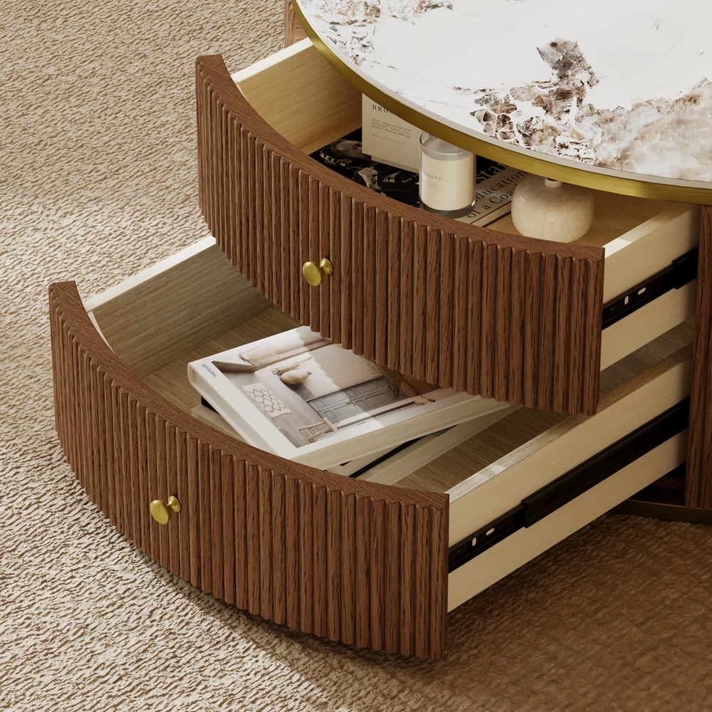 Auro Sintered Stone Fluted TV Console - Exclusivia