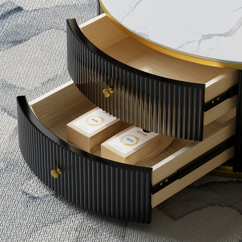 Auro Sintered Stone Fluted TV Console - Exclusivia