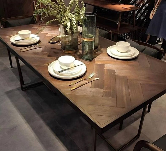 AYLIFFE Rustic Herringbone Dining Table - Exclusivia