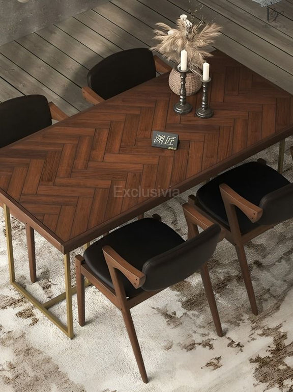 AYLIFFE Rustic Herringbone Dining Table - Exclusivia