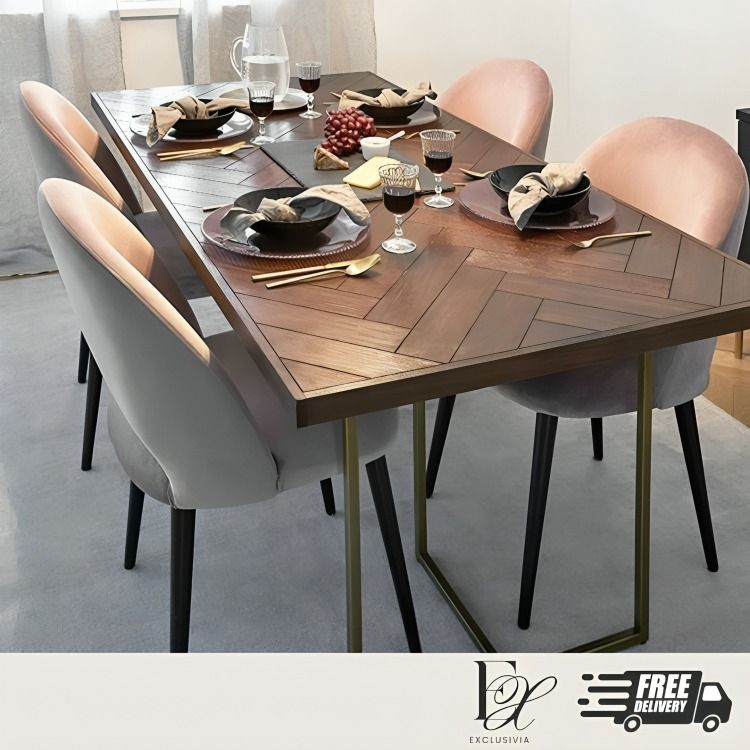 AYLIFFE Rustic Herringbone Dining Table - Exclusivia