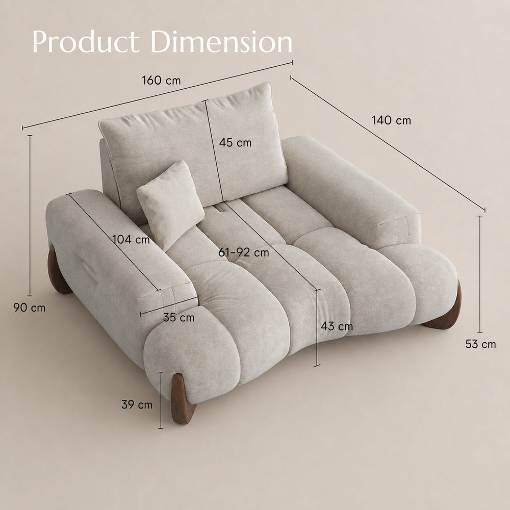 Beige / Pet-Friendly Fabric / 1 Armless Chair + 2 Armrest