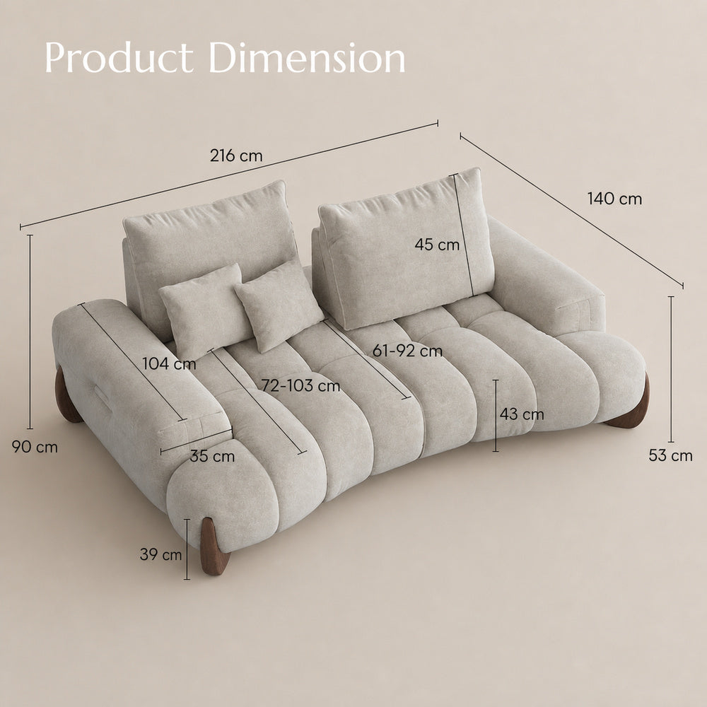 Beige / Pet-Friendly Fabric / 2 Armless Chair + 2 Armrest