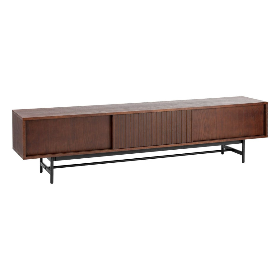 Benson Walnut Fluted Entertainment Unit, 200 cm - Exclusivia