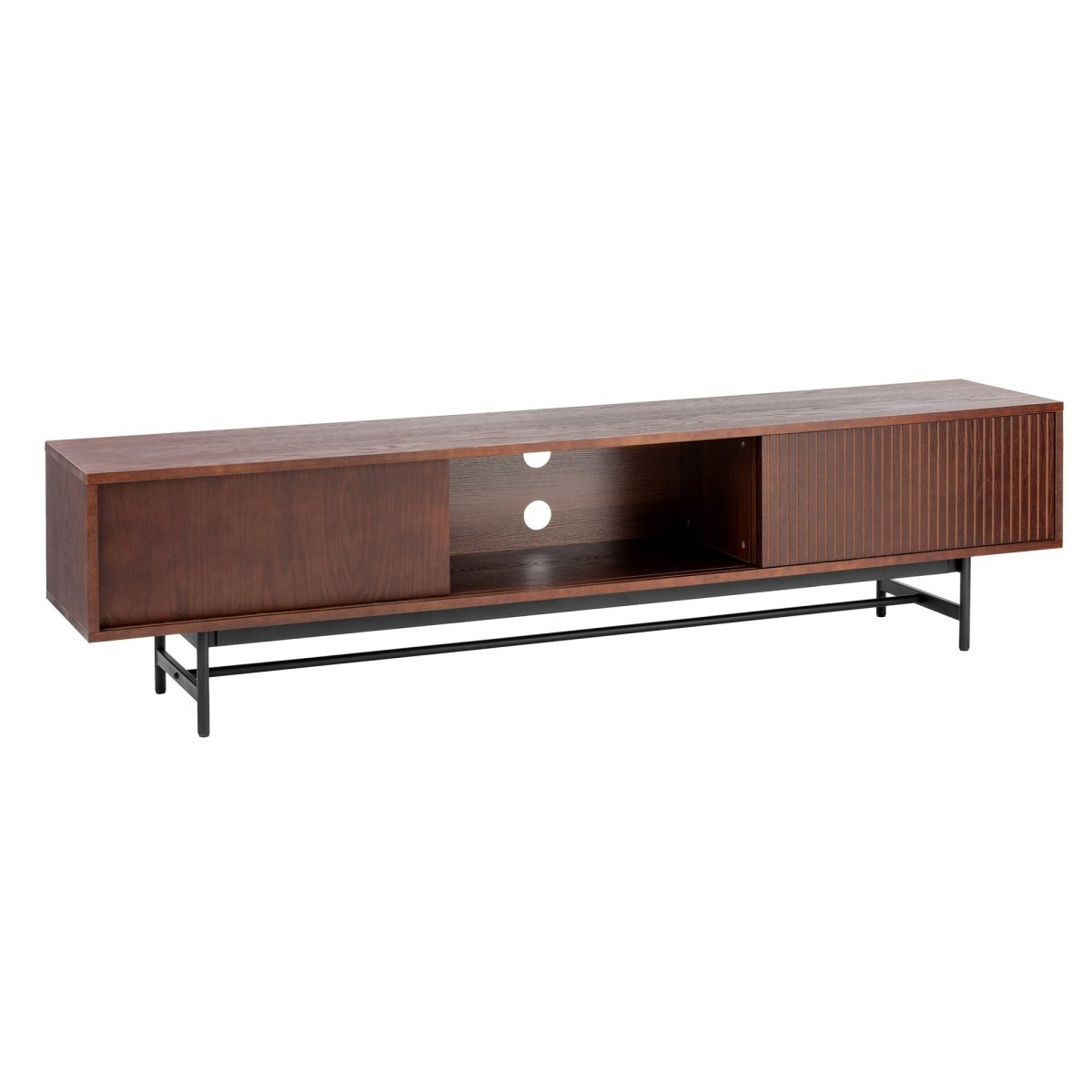 Benson Walnut Fluted Entertainment Unit, 200 cm - Exclusivia