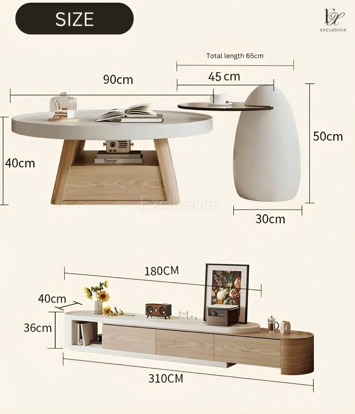 BITTIN Japandi TV Console & Coffee Table - Exclusivia