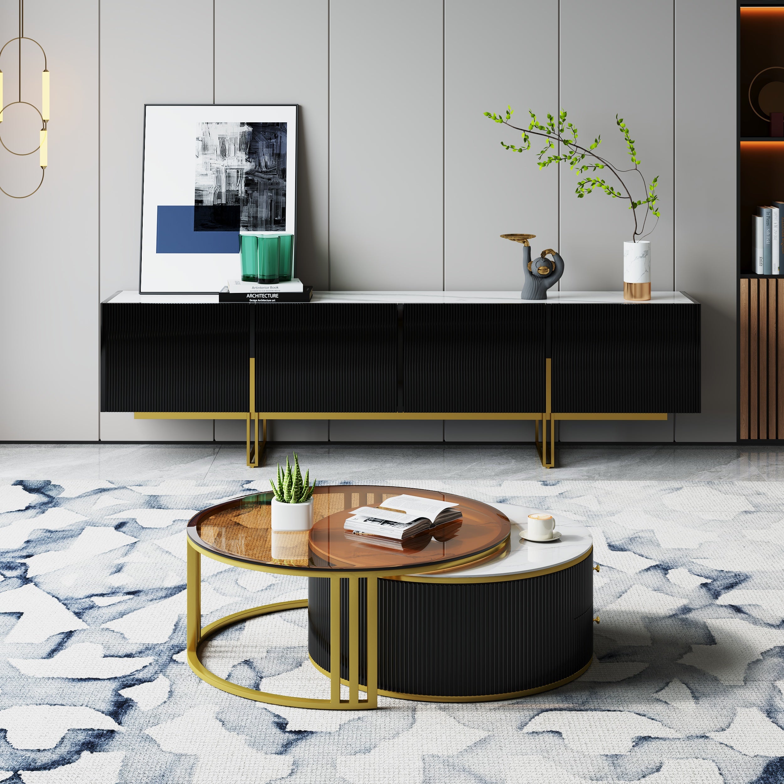 Auro Sintered Stone Fluted TV Console